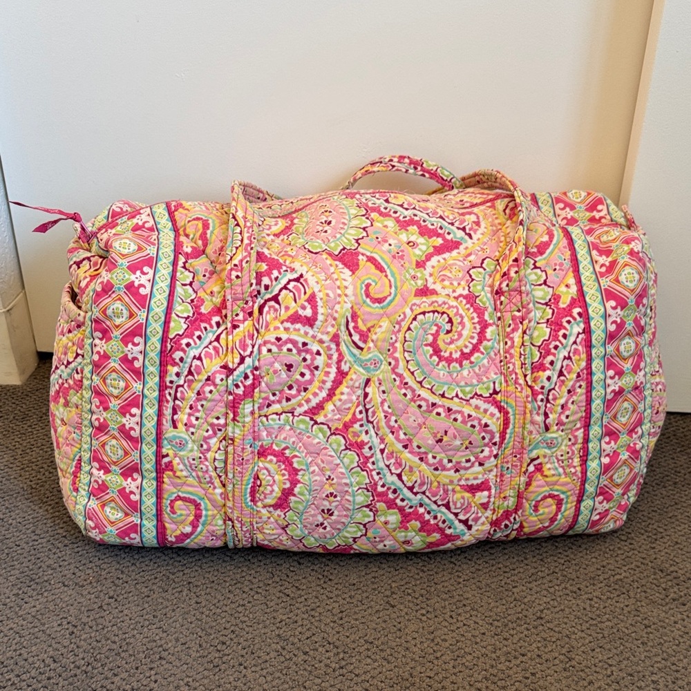 Vera Bradley Pink and Green Paisley Travel Duffel Bag
